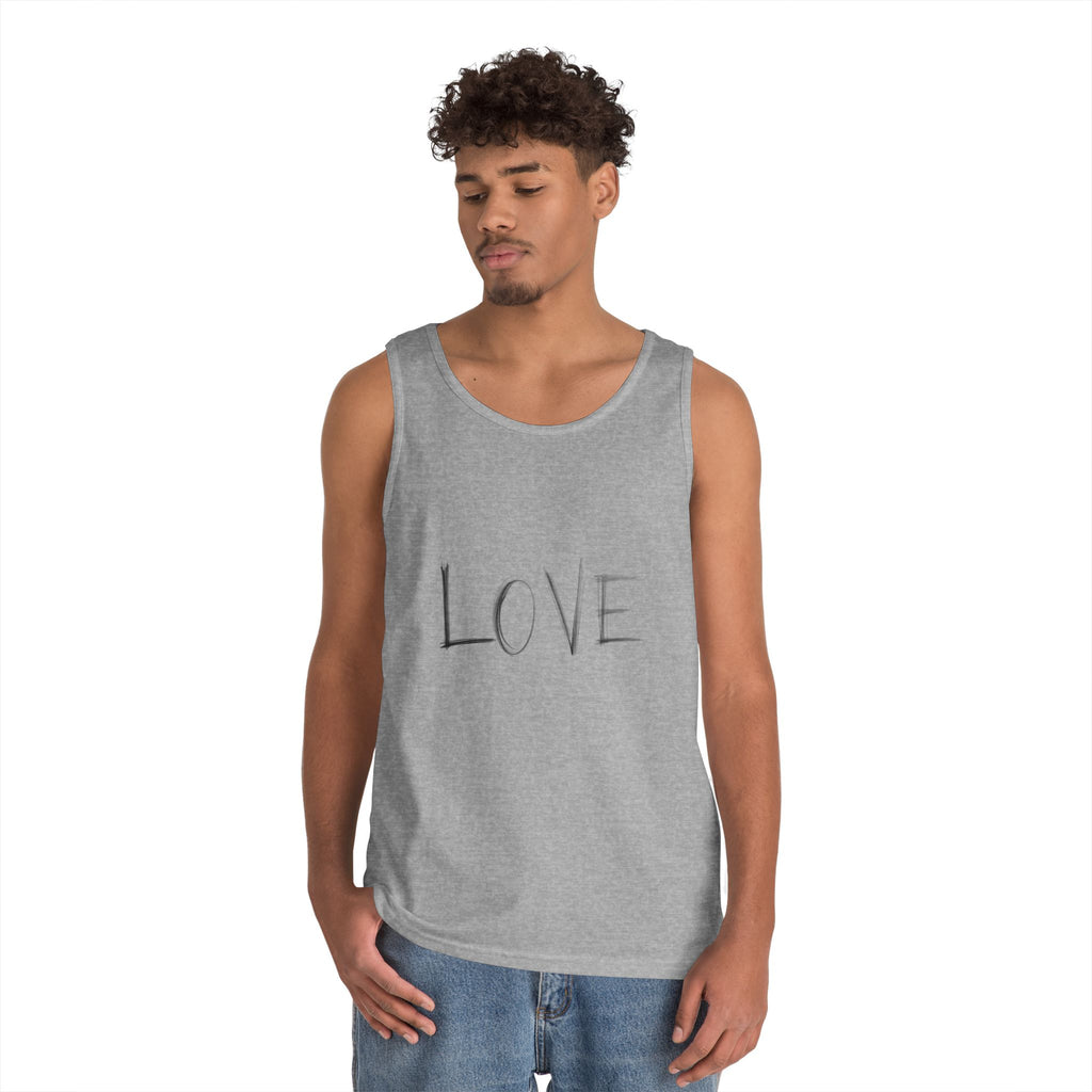 LOVE Minimalist Tank Top — Simple Handwritten Script Summer Shirt
