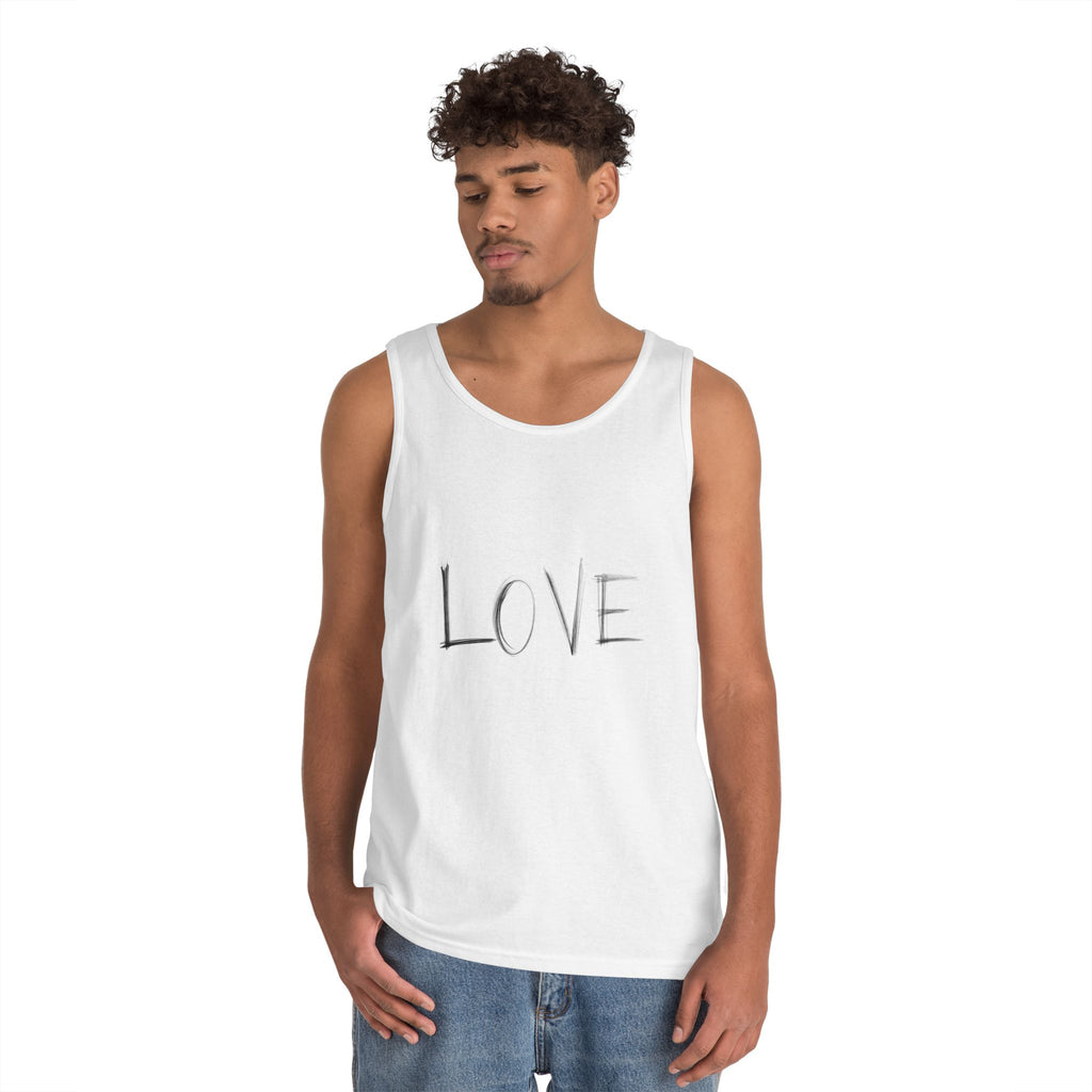 LOVE Minimalist Tank Top — Simple Handwritten Script Summer Shirt