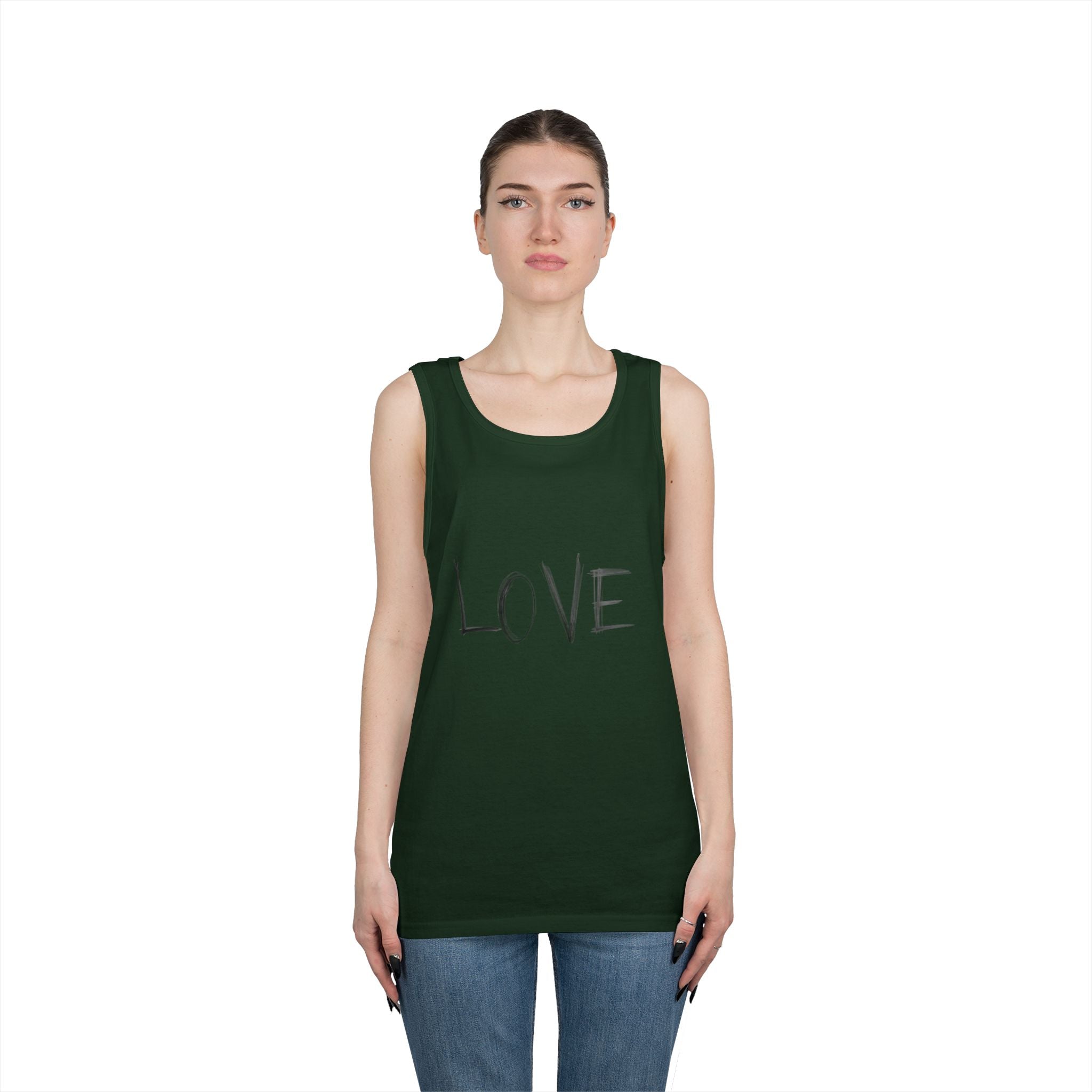 LOVE Minimalist Tank Top — Simple Handwritten Script Summer Shirt