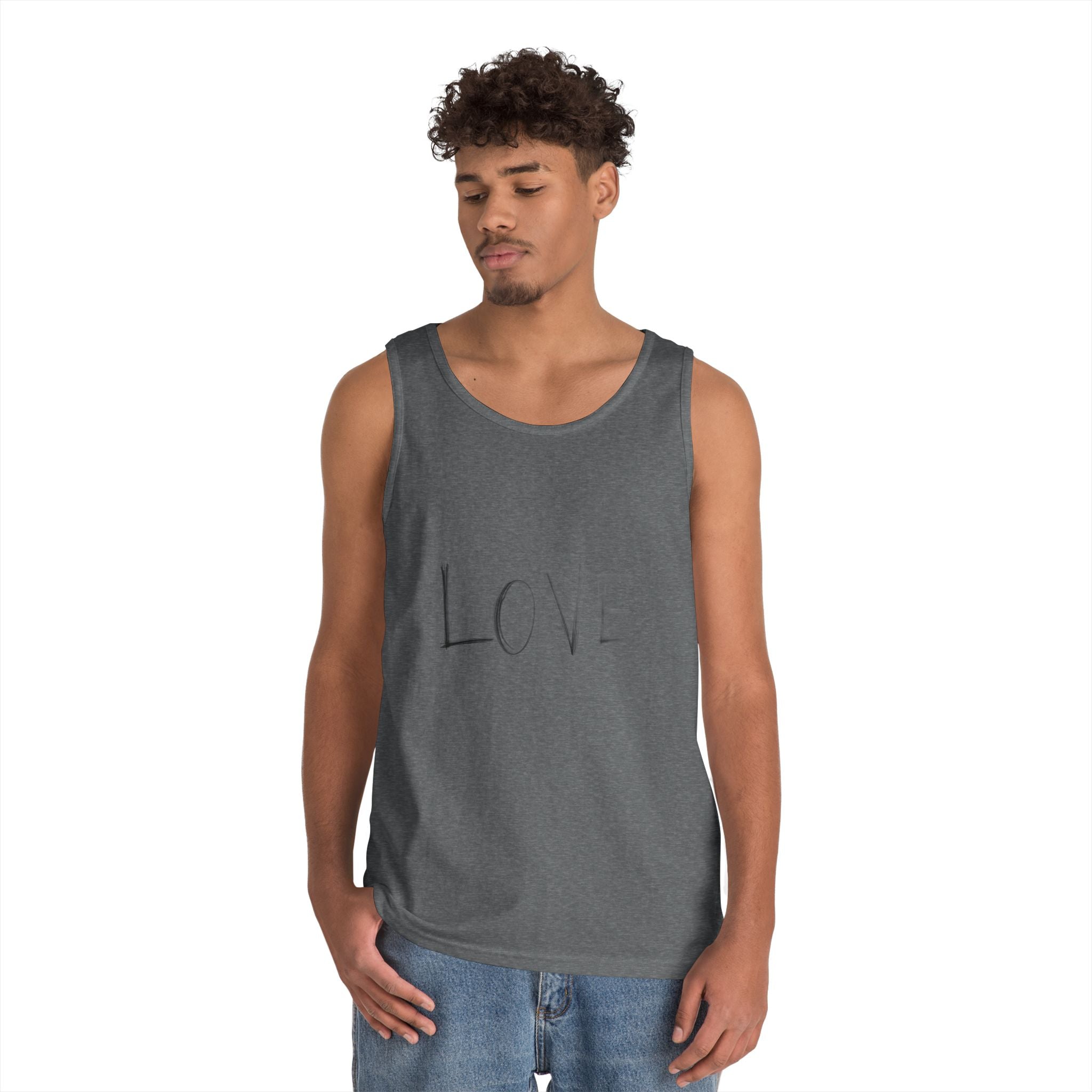 LOVE Minimalist Tank Top — Simple Handwritten Script Summer Shirt