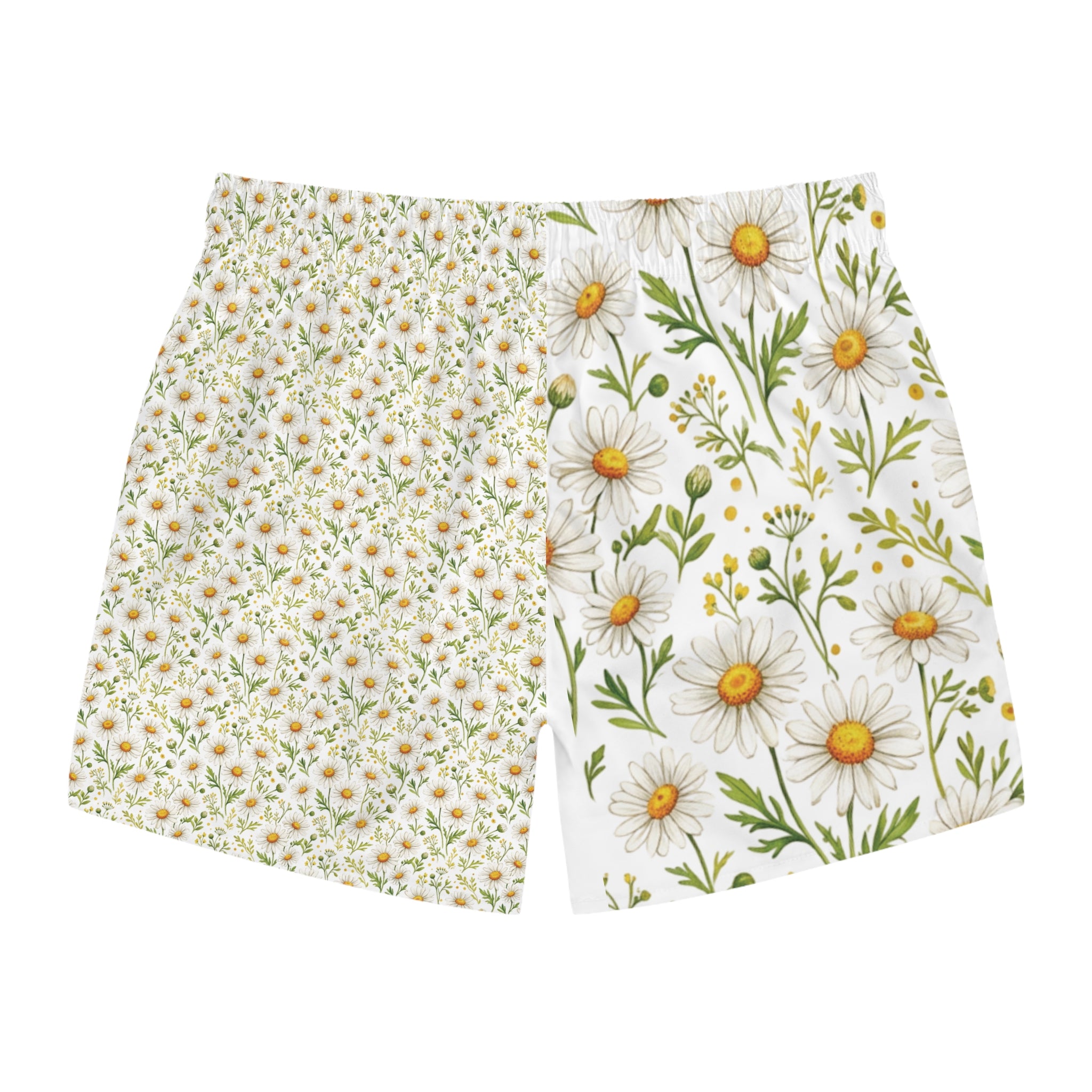 Daisy Floral Swim Trunks — White & Yellow All-Over Print