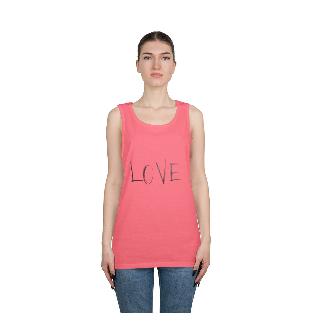 LOVE Minimalist Tank Top — Simple Handwritten Script Summer Shirt