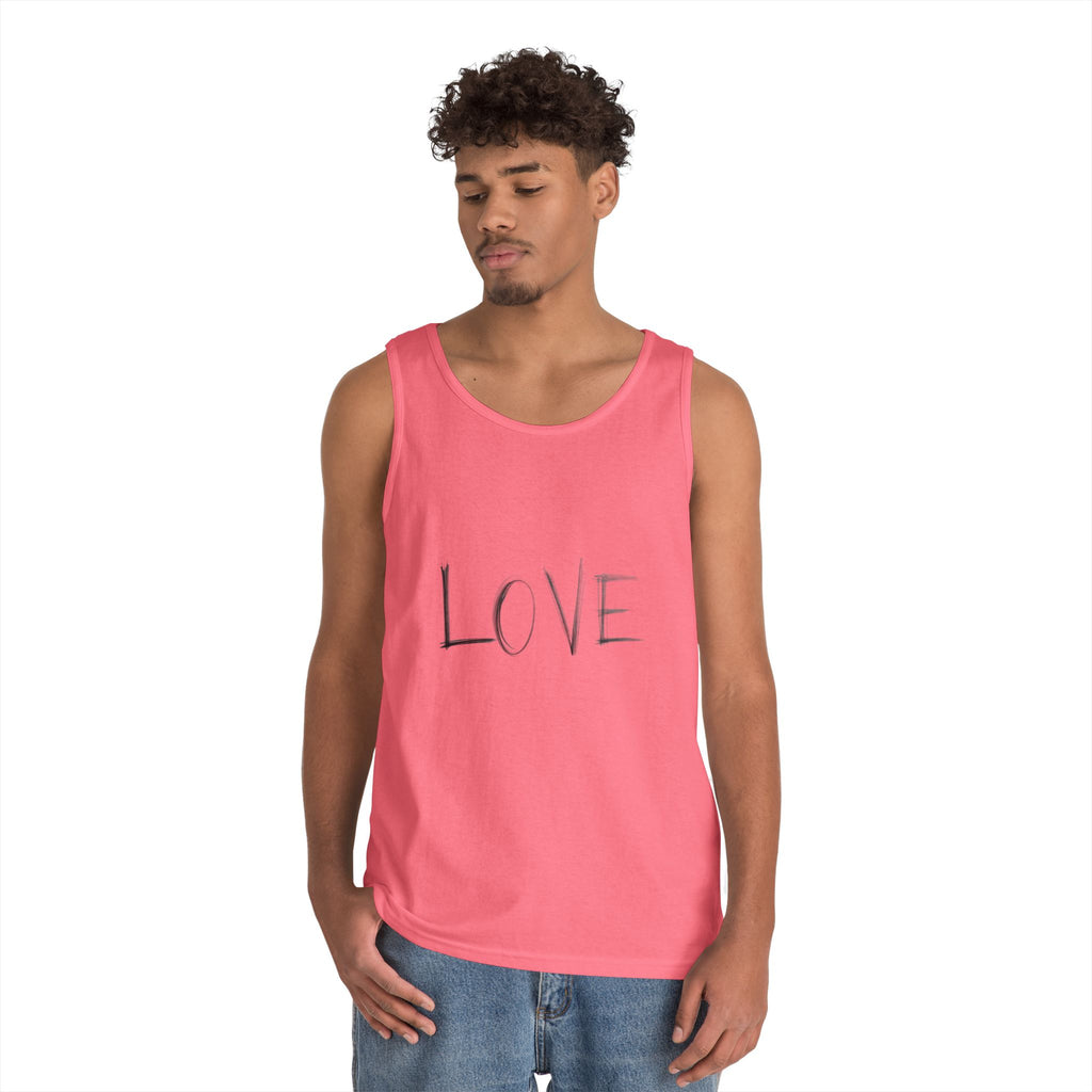 LOVE Minimalist Tank Top — Simple Handwritten Script Summer Shirt