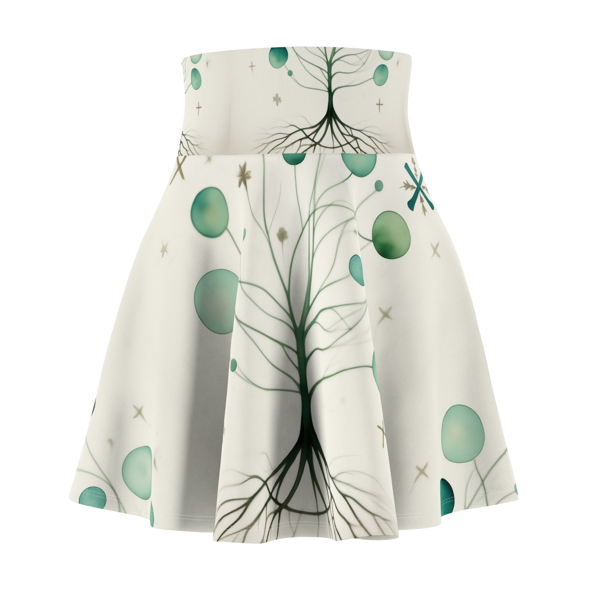 Whimsical Tree & Bubbles Skater Skirt — Nature-Inspired AOP Flare