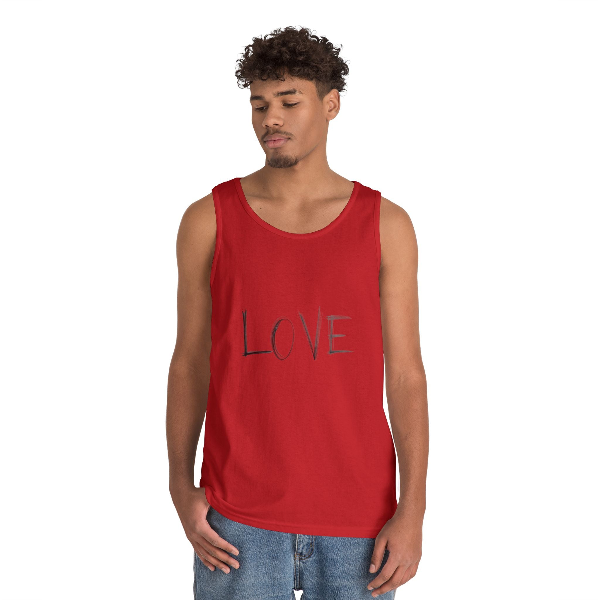 LOVE Minimalist Tank Top — Simple Handwritten Script Summer Shirt