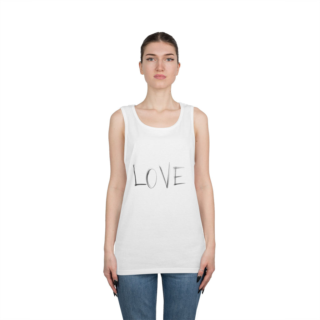 LOVE Minimalist Tank Top — Simple Handwritten Script Summer Shirt