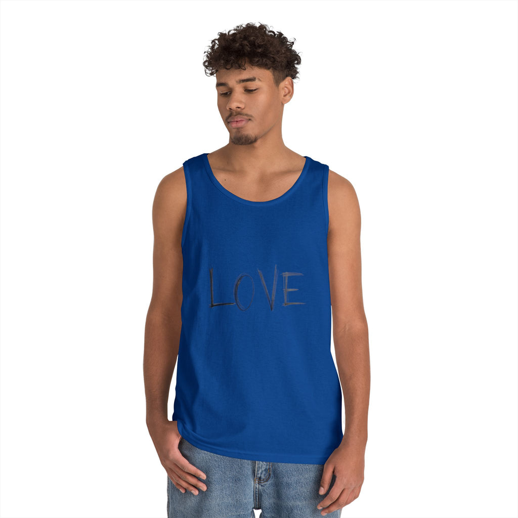 LOVE Minimalist Tank Top — Simple Handwritten Script Summer Shirt