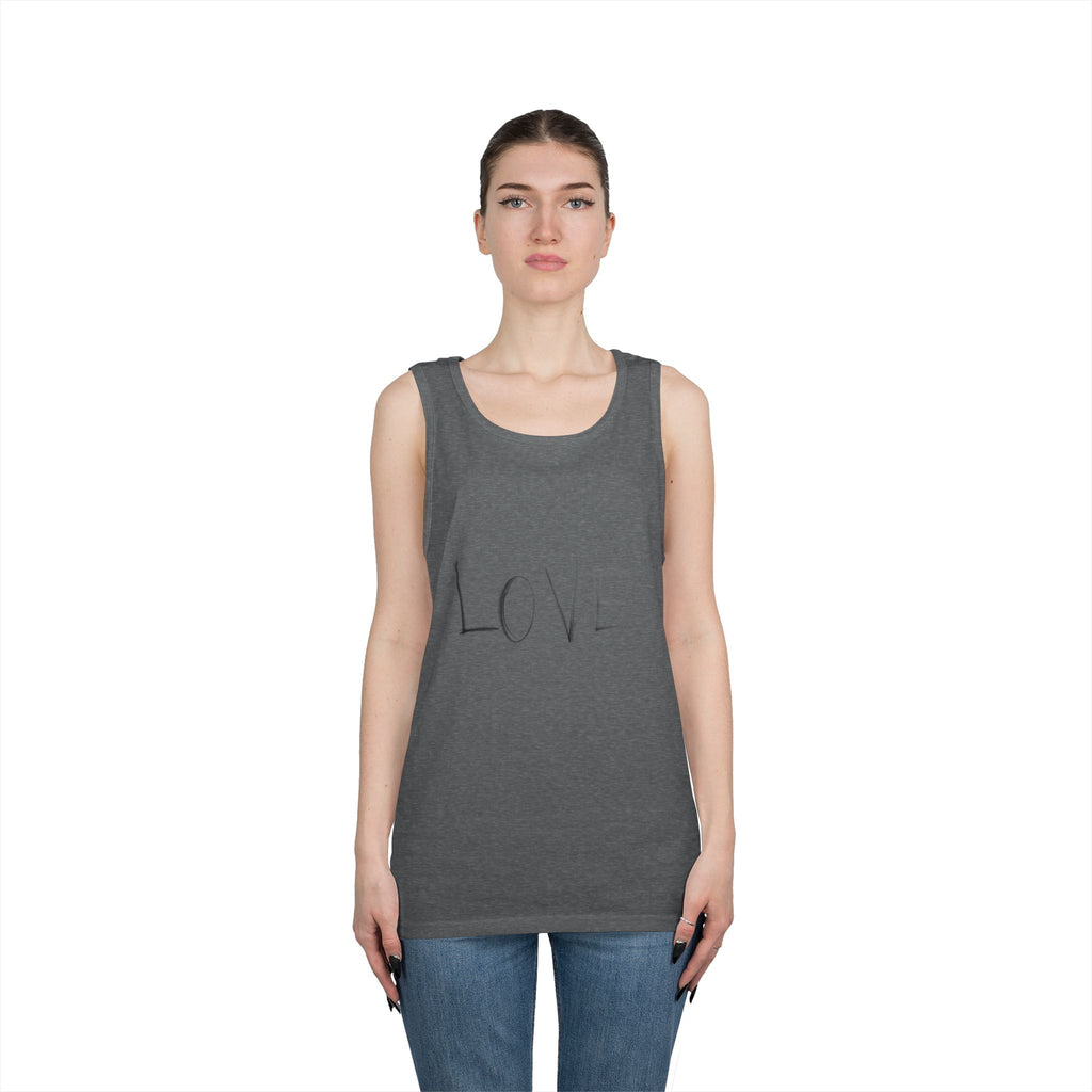 LOVE Minimalist Tank Top — Simple Handwritten Script Summer Shirt