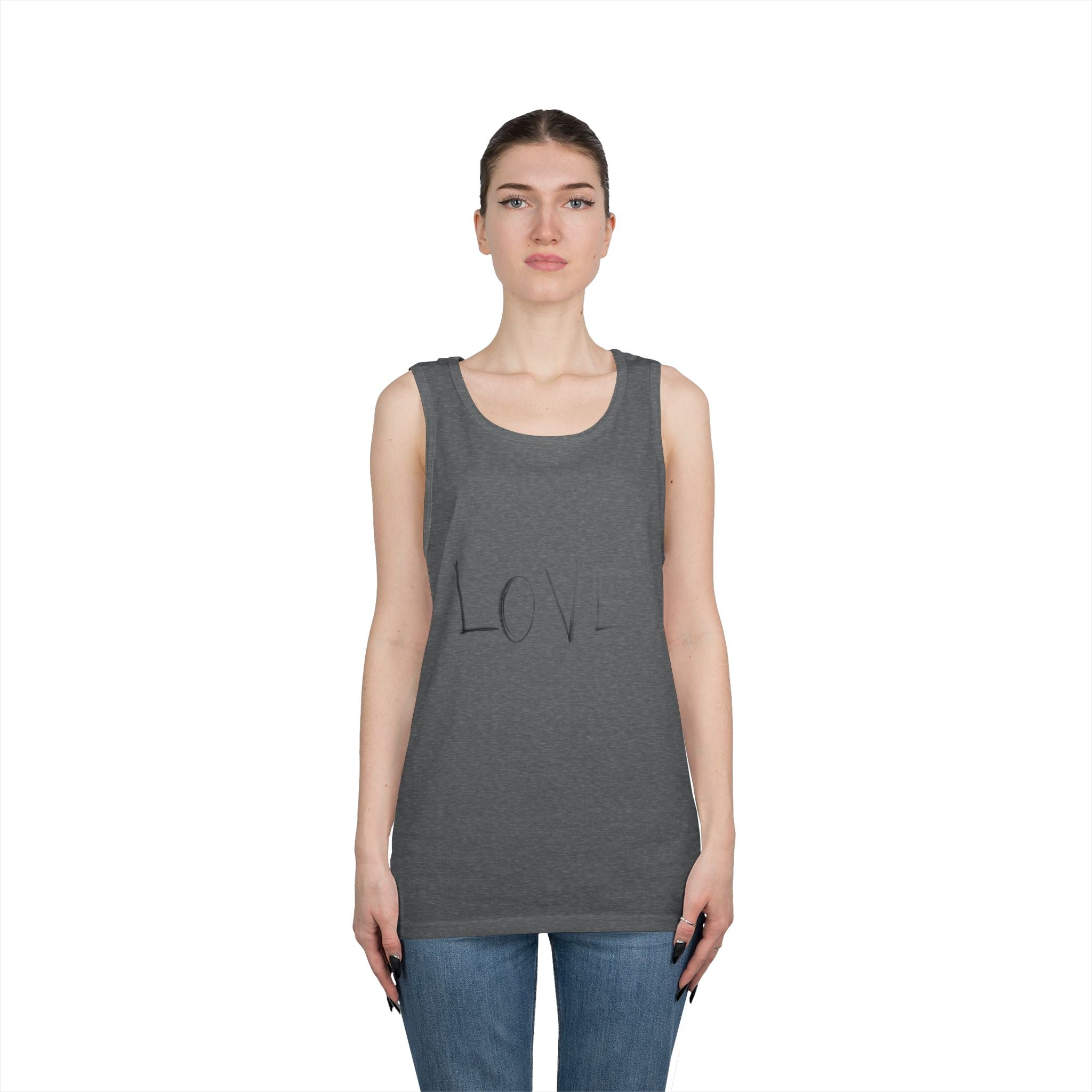 LOVE Minimalist Tank Top — Simple Handwritten Script Summer Shirt