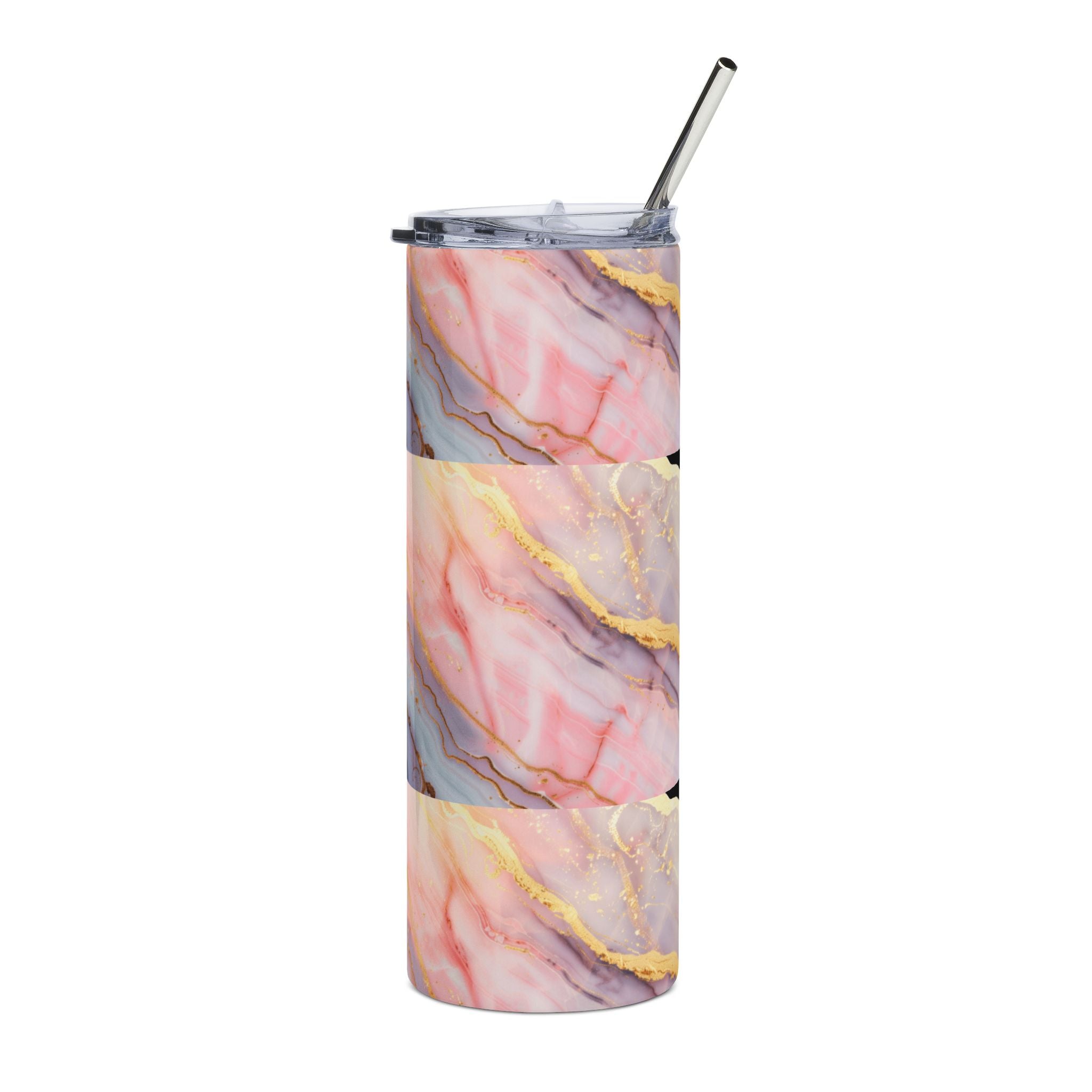 Love Script 20oz Stainless Steel Tumbler — Slim Travel Cup with Straw