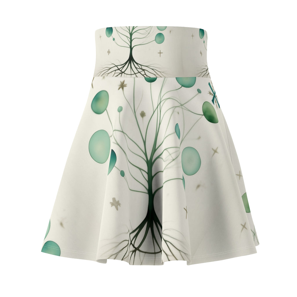 Whimsical Tree & Bubbles Skater Skirt — Nature-Inspired AOP Flare