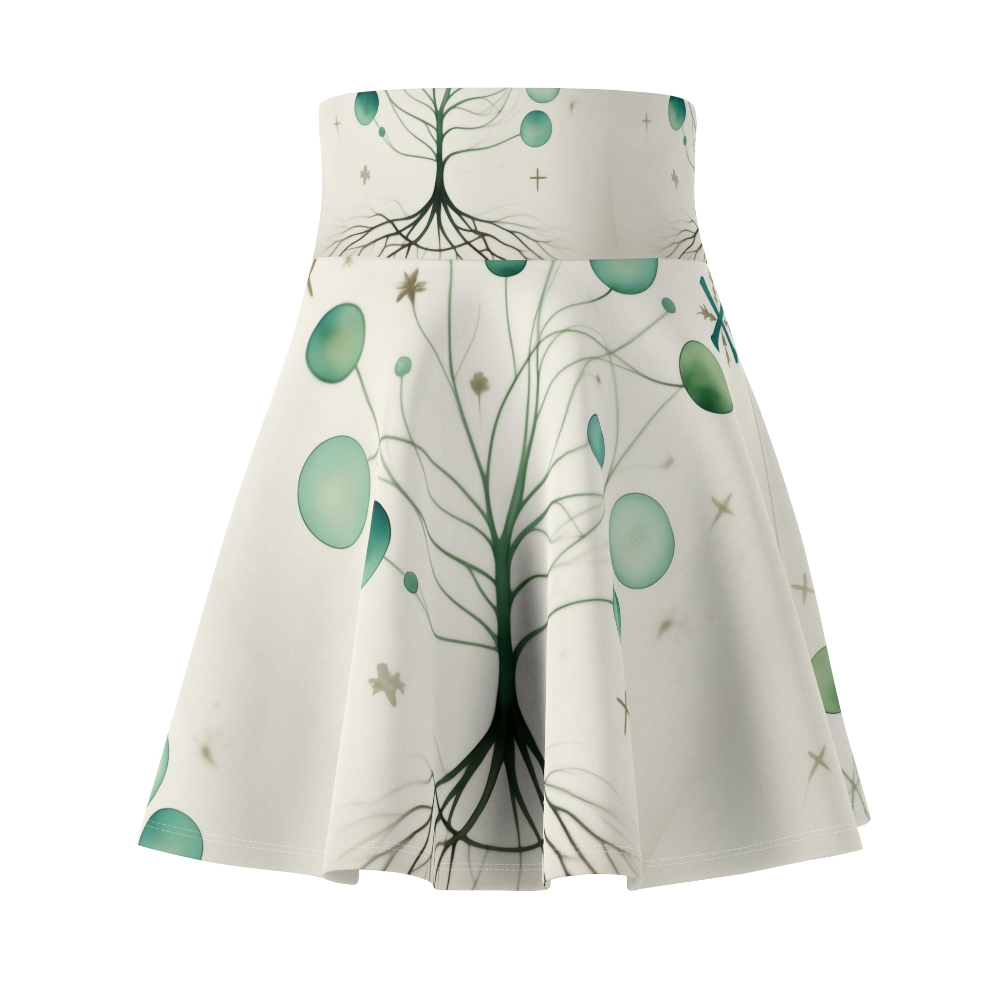 Whimsical Tree & Bubbles Skater Skirt — Nature-Inspired AOP Flare