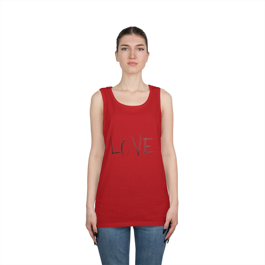 LOVE Minimalist Tank Top — Simple Handwritten Script Summer Shirt