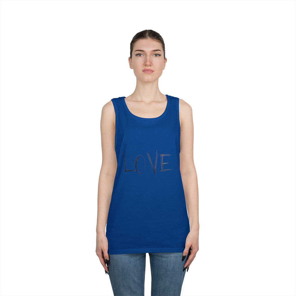 LOVE Minimalist Tank Top — Simple Handwritten Script Summer Shirt