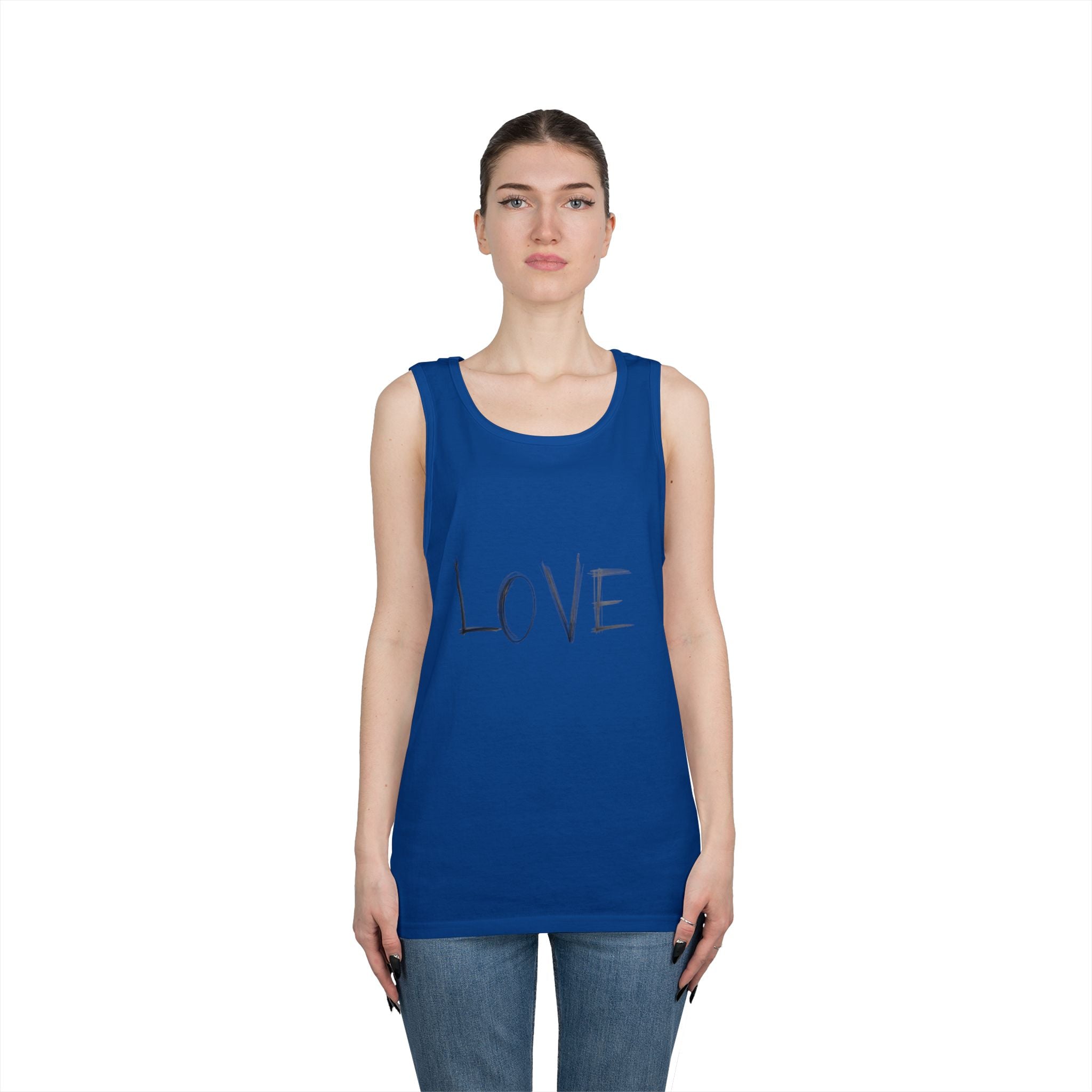 LOVE Minimalist Tank Top — Simple Handwritten Script Summer Shirt