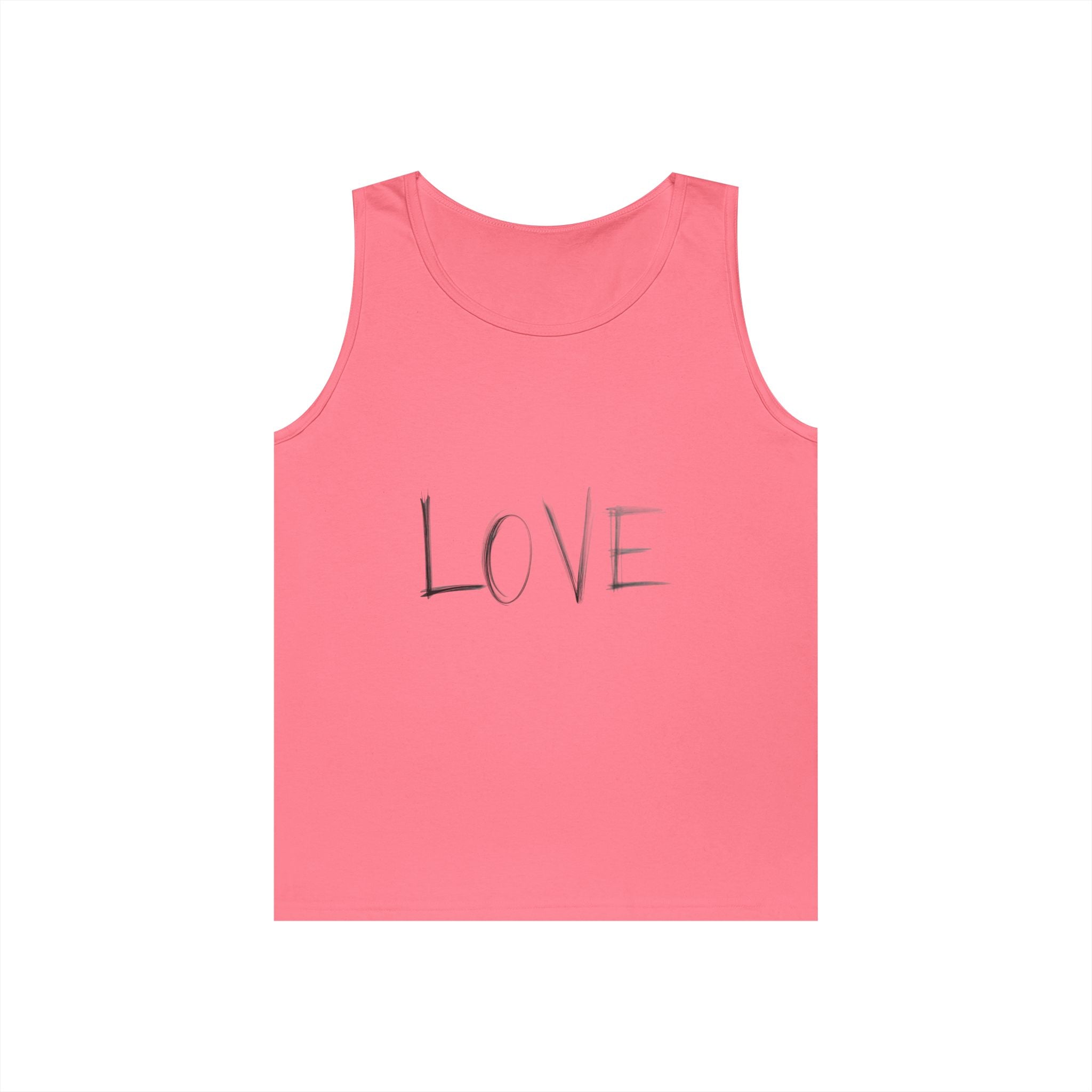 LOVE Minimalist Tank Top — Simple Handwritten Script Summer Shirt