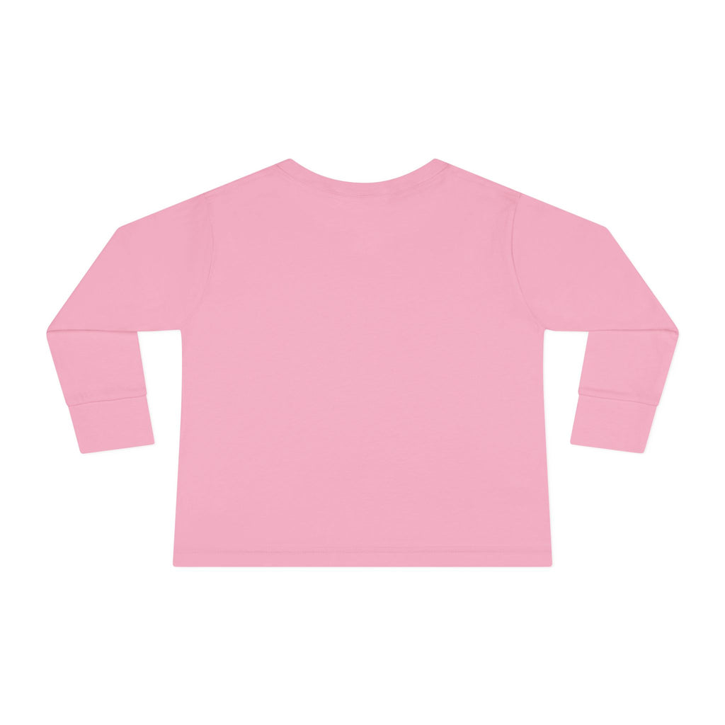 Toddler Tee — Cute Rainbow Unicorn Flying with Stars Long Sleeve