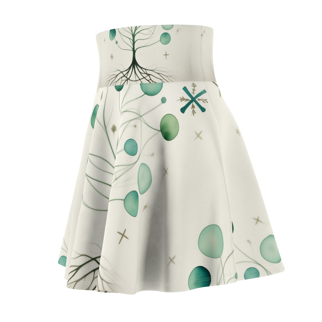 Whimsical Tree & Bubbles Skater Skirt — Nature-Inspired AOP Flare