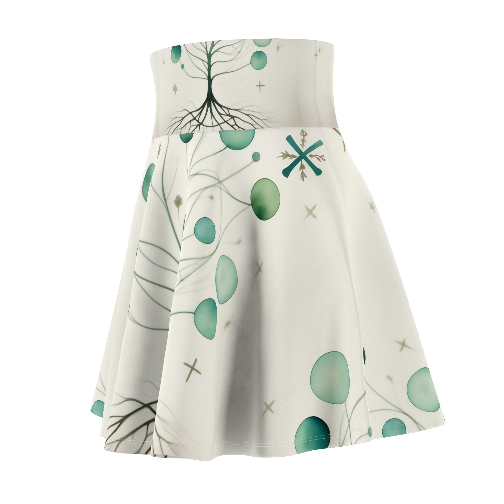 Whimsical Tree & Bubbles Skater Skirt — Nature-Inspired AOP Flare