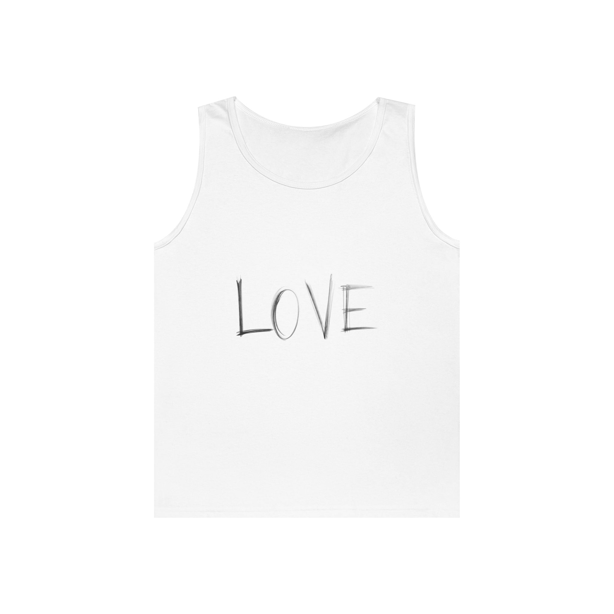 LOVE Minimalist Tank Top — Simple Handwritten Script Summer Shirt